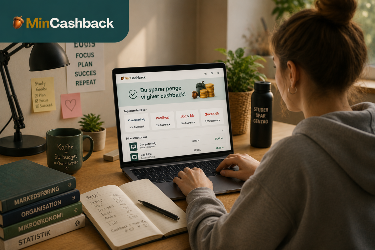 Studerende der sparer penge på computer og studiebøger online på SU budget