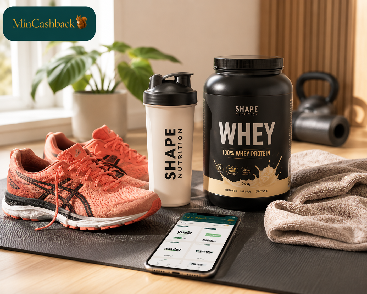 Nye løbesko og proteinpulver til fitness på budget købt online
